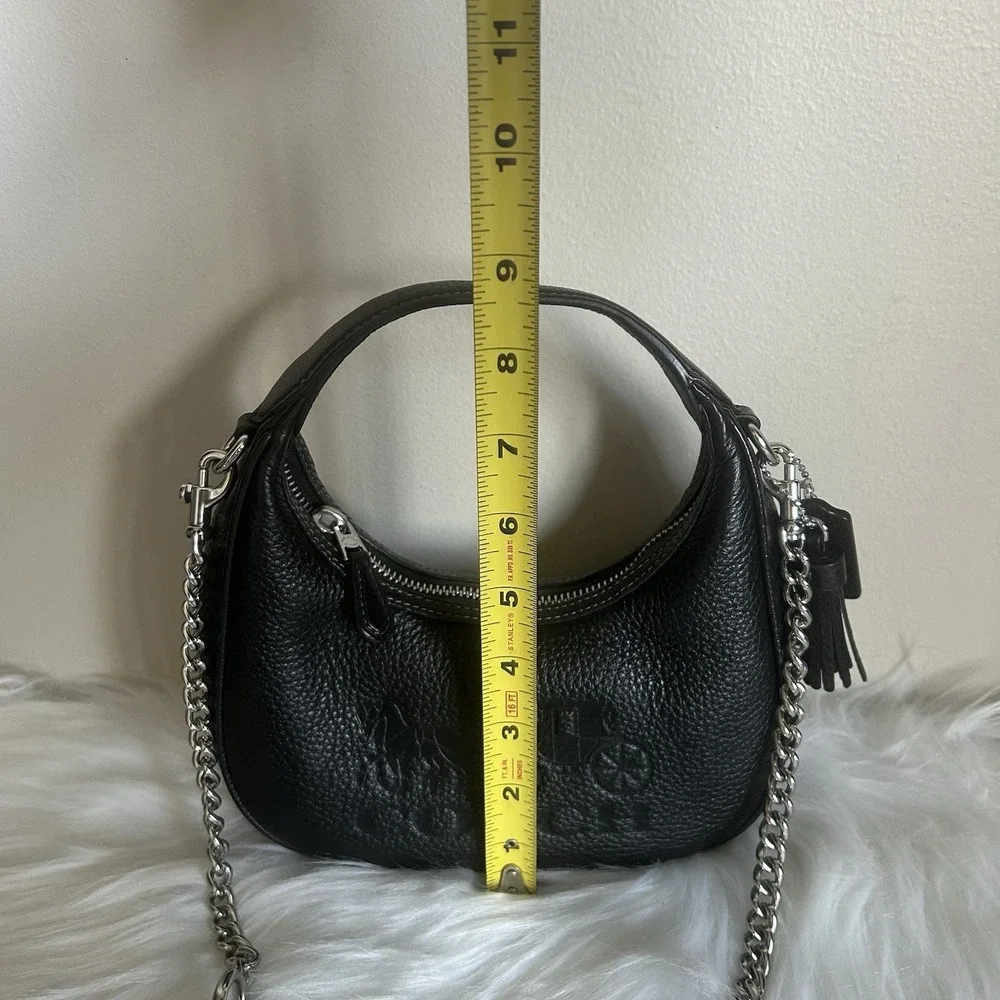 Coach Carmen Black Pebbled Leather Shoulder Bag Excellent‎